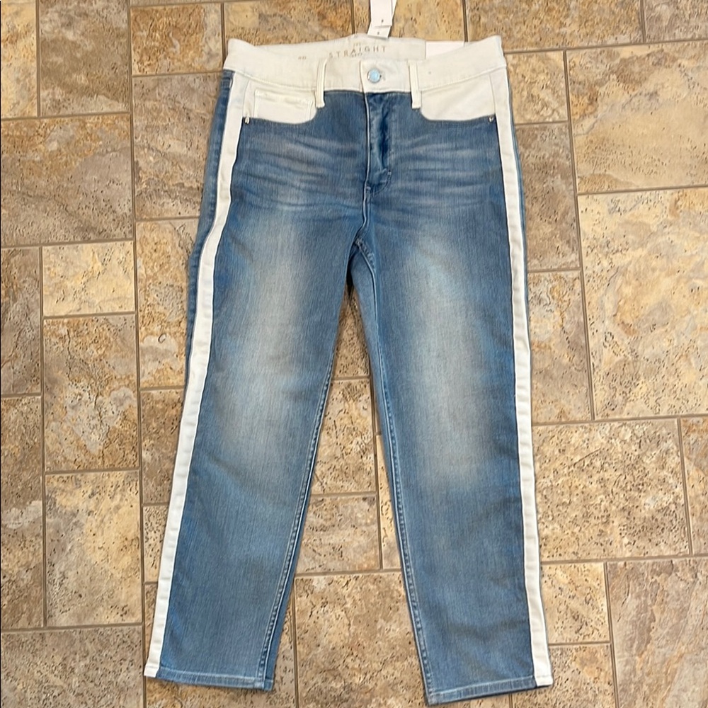 White House black market Blue Jeans with White Side Stripes